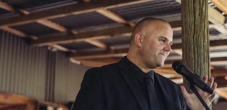 Nick Logan at the mic